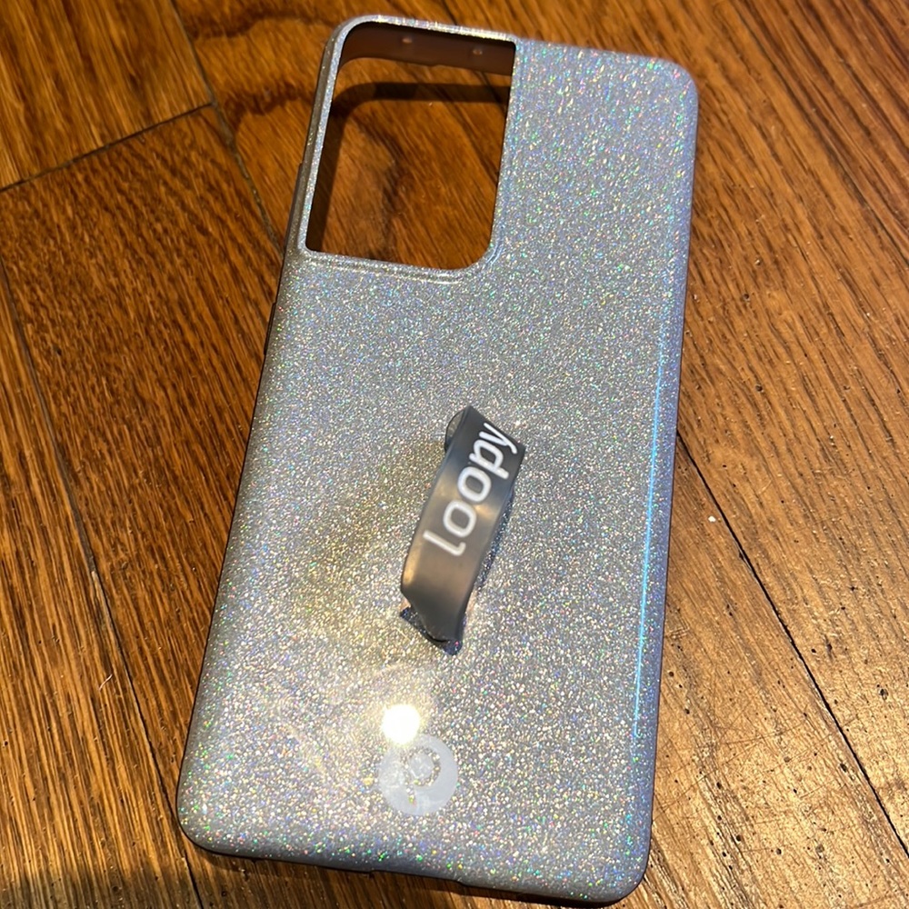 Samsung galaxy s21 ultra loopy case - silver sparkle